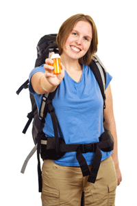 backpacker with medicine